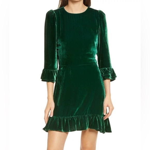 reformation green velvet dress Ruby Velvet Dress Rental by Reformation